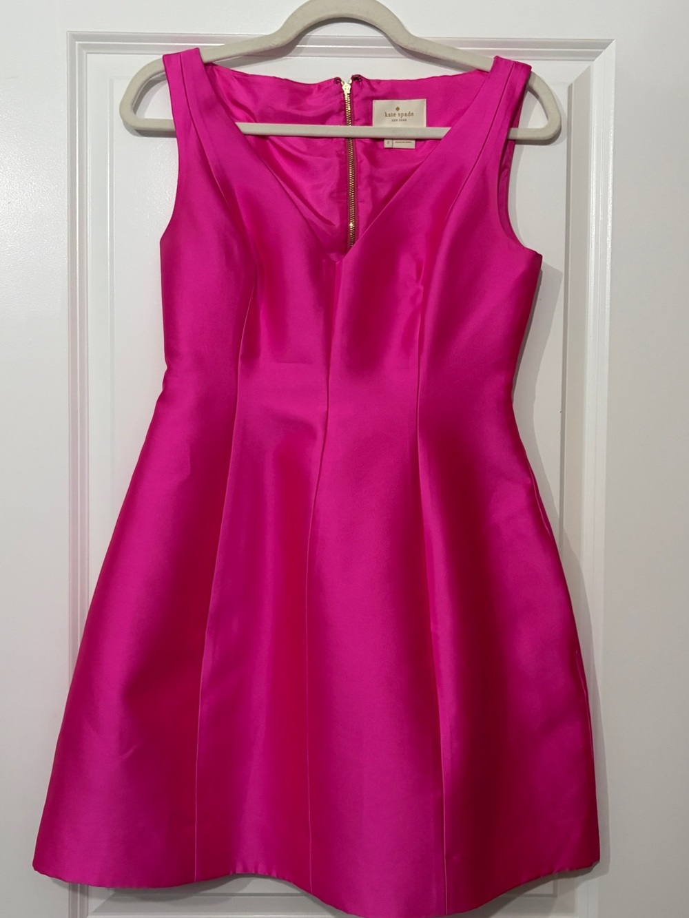 Vibrant Fuchsia Satin Fit-and-Flare Dress